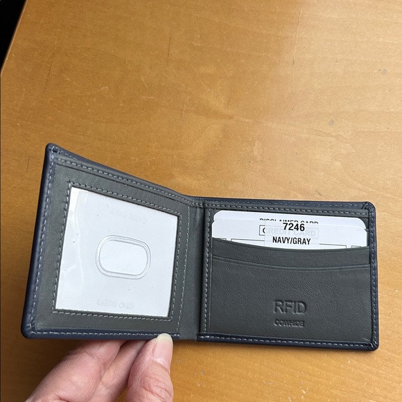 Navy / Grey Leather RFID Wallet - Picture 2 of 10